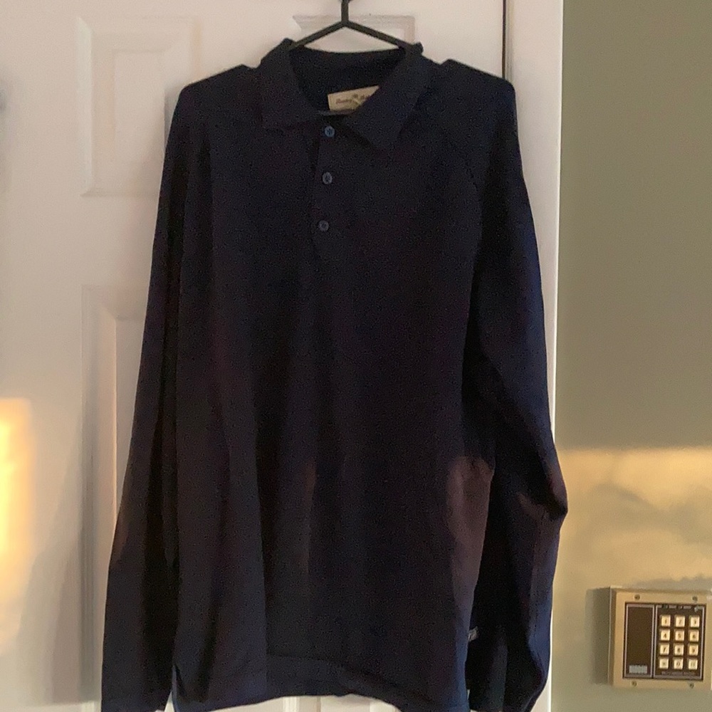 TOMMY BAHAMA MENS LONG SLEEVE SILK POLO SIZE L